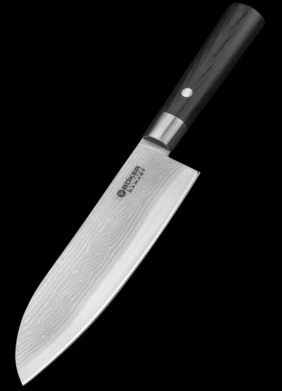 Boker Damascus Black Santoku Fixed Blade 4 Boker Damascus Black Santoku Fixed Blade - Image 2
