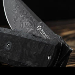 Maserin Silver 410 Fat Carbon Damascus Folding Knife -Victorinox Sales MAS410DNdet4 96962.1689327732